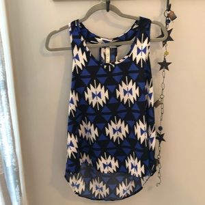 Francesca's Collections Tops - Francesca’s blue and black geometrical tank top Francesca's Collections Tops - Francesca’s blue and black geometrical tank top